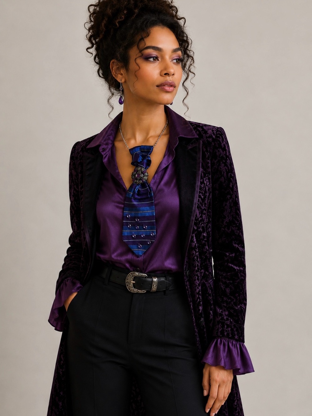 Purple Reign Prince Inspired Purple Necktie Necklace Statement Jewelry
